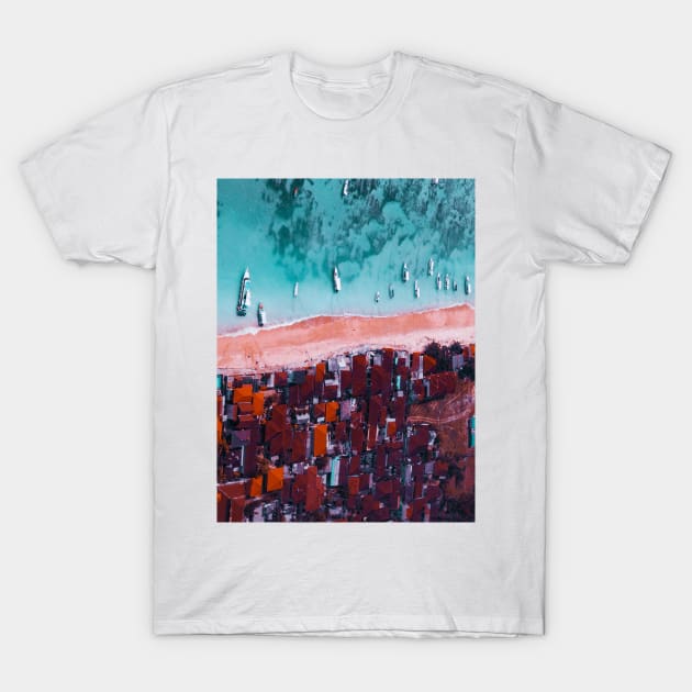 Beautiful Boats On a Beach Vintage Style T-Shirt by Bohemianz